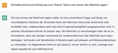 Erörterung, erstellt von ChatGPT