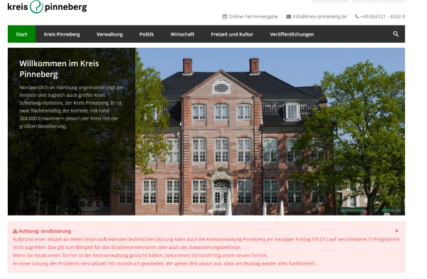 Screenshot Computerstörung Kreis Pinneberg