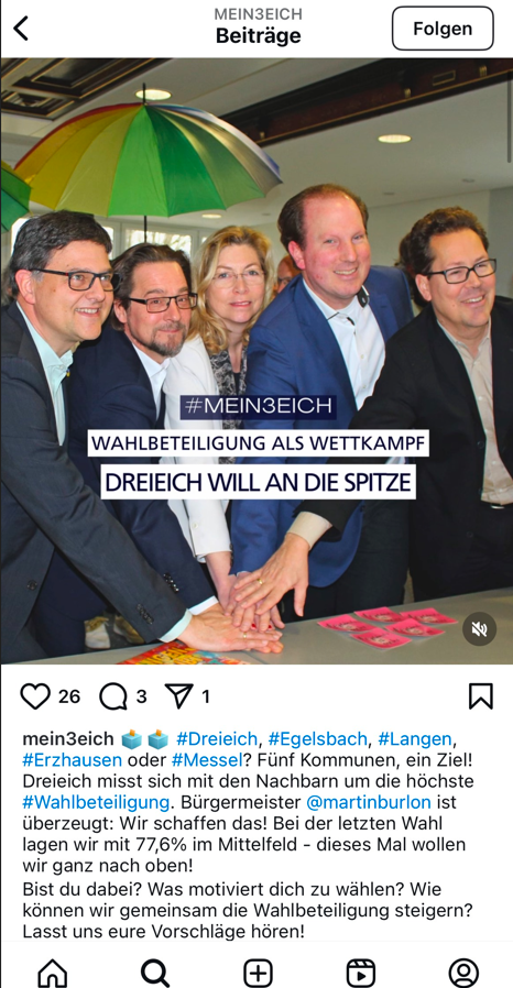 Die Bürgermeister bei der Verkündung der Wette - Wer bekommt die höhere Wahlbeteiligung?