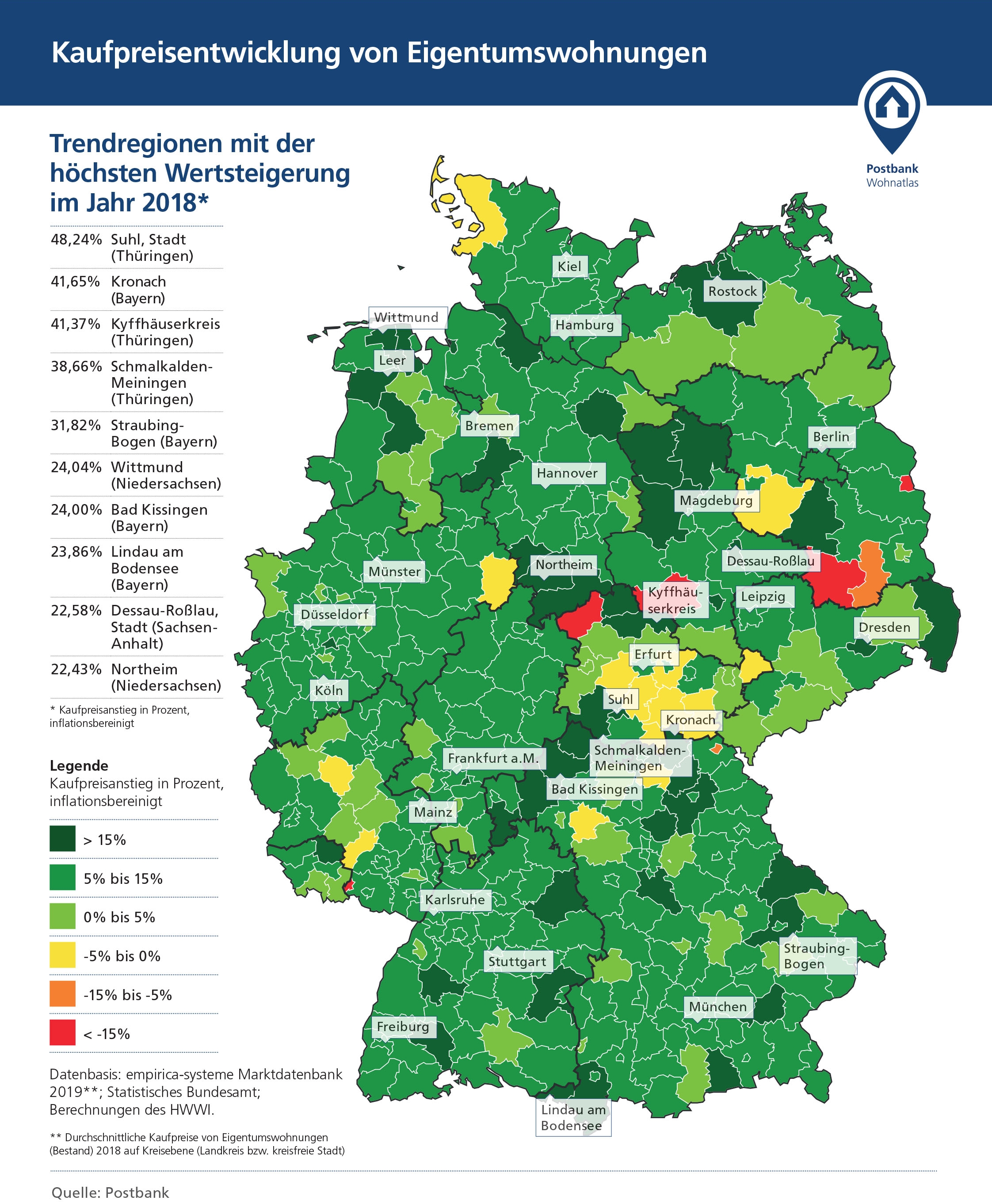 Hier haben sich die Immobilienpreise am stärksten erhöht.