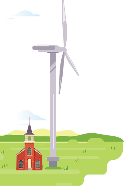 Grafik Kirchturm Windrad