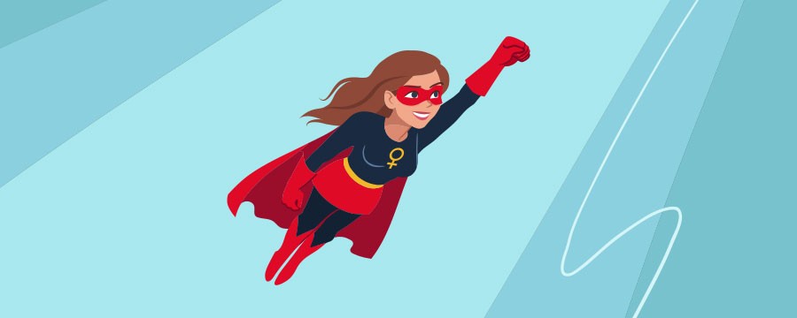 Frau  als Supergirl Grafik
