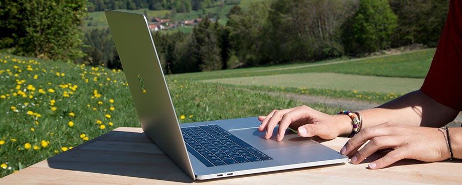 Laptop auf dem Land