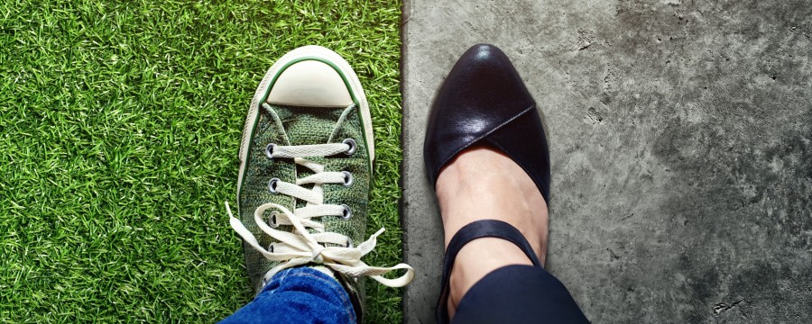 Freizeitschuh und Pumps Work Life Balance