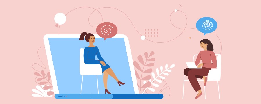 Frau mit Laptop Grafik Virtuelles Bürgerbüro
