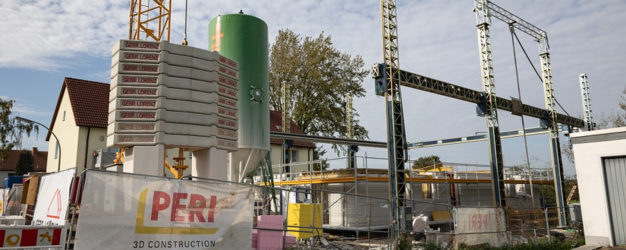 Baustelle mit 3-D-Drucker