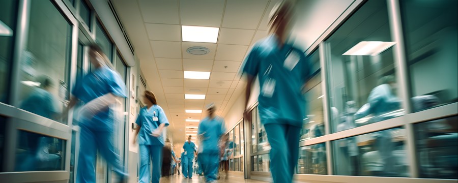 Notfallzentren in Krankenhäuser - Ärzte auf dem Flur unterwegs