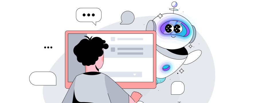 Mensch arbeitet am Computer mit künstlicher Intelligenz