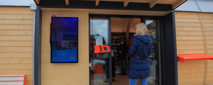 Ein digitaler Supermarkt (hier in Rasdorf, Kreis Fulda) mit 24 Stunden Service und Selbstbedienung - Nahversorgung leicht gemacht
