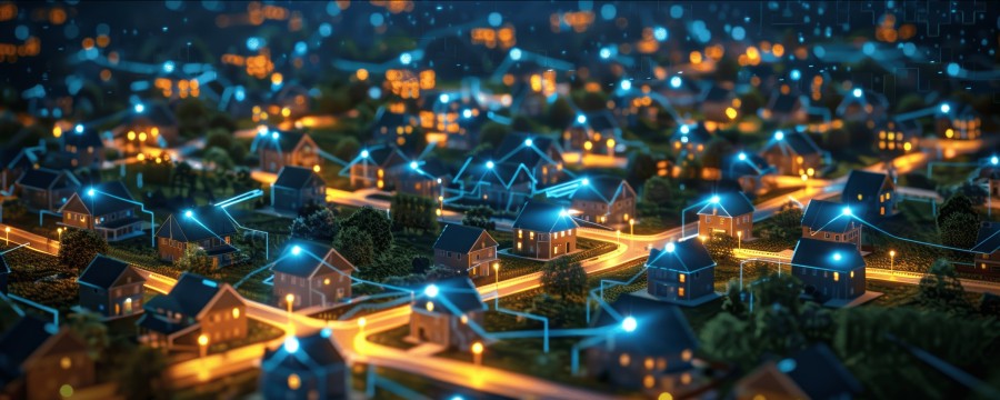 Stadt beleuchtet Smart City
