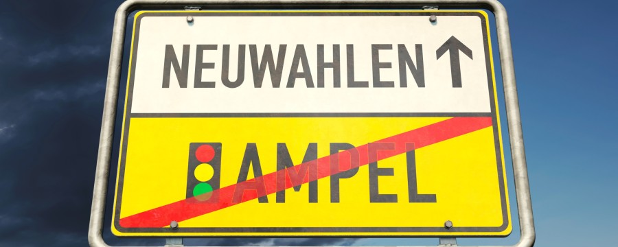 Schild Neuwahlen, Ampel zu Ende