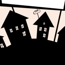 Schattenbild Häuser Kommune