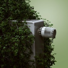 Heizen mit regenerativer Energie Heizkörper mit Pflanzen als Symbolbild