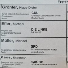 Der Wahlzettel in einigen Berliner Wahlbezirken ist aufgrund der Teil-Wiederholung häufig kurios