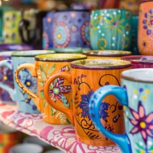 Markt: Bunte Tassen